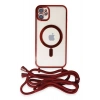 Mey İthalat®   iPhone 11 Kılıf Divo Lazer Askılı Magsafe Kapak - Kırmızı
