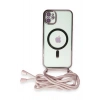 Mey İthalat®   iPhone 11 Kılıf Divo Lazer Askılı Magsafe Kapak - Pembe
