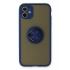 Mey İthalat®   iPhone 11 Kılıf Montreal Yüzüklü Silikon Kapak - Lacivert