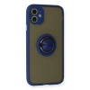 Mey İthalat®   iPhone 11 Kılıf Montreal Yüzüklü Silikon Kapak - Lacivert
