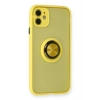 Mey İthalat®   iPhone 11 Kılıf Montreal Yüzüklü Silikon Kapak - Sarı
