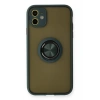 Mey İthalat®   iPhone 11 Kılıf Montreal Yüzüklü Silikon Kapak - Yeşil