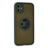 Mey İthalat®   iPhone 11 Kılıf Montreal Yüzüklü Silikon Kapak - Yeşil