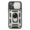 Mey İthalat®   iPhone 11 Kılıf Pars Lens Yüzüklü Silikon - Gümüş
