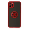 Mey İthalat®   iPhone 11 Pro Kılıf Montreal Yüzüklü Silikon Kapak - Kırmızı