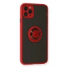 Mey İthalat®   iPhone 11 Pro Kılıf Montreal Yüzüklü Silikon Kapak - Kırmızı