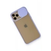 Mey İthalat®   iPhone 11 Pro Kılıf Palm Buzlu Kamera Sürgülü Silikon - Lila