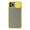 Mey İthalat®   iPhone 11 Pro Kılıf Palm Buzlu Kamera Sürgülü Silikon - Sarı