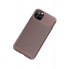 Mey İthalat®   iPhone 11 Pro Max Kılıf Auto Focus Karbon Kapak - Kahverengi