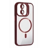 Mey İthalat®   iPhone 11 Remim Lensli Magsafe Standlı Kapak - Bordo