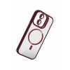 Mey İthalat®   iPhone 11 Remim Lensli Magsafe Standlı Kapak - Bordo
