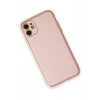 Mey İthalat®   iPhone 12 Kılıf Coco Deri Silikon Kapak - Pudra