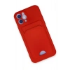 Mey İthalat®   iPhone 12 Kılıf Kelvin Kartvizitli Silikon - Kırmızı