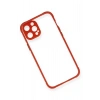Mey İthalat®   iPhone 12 Kılıf Miami Şeffaf Silikon - Kırmızı