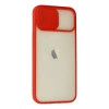 Mey İthalat®   iPhone 12 Kılıf Palm Buzlu Kamera Sürgülü Silikon - Kırmızı