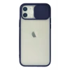 Mey İthalat®   iPhone 12 Kılıf Palm Buzlu Kamera Sürgülü Silikon - Lacivert