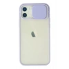 Mey İthalat®   iPhone 12 Kılıf Palm Buzlu Kamera Sürgülü Silikon - Lila