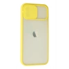 Mey İthalat®   iPhone 12 Kılıf Palm Buzlu Kamera Sürgülü Silikon - Sarı