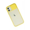 Mey İthalat®   iPhone 12 Kılıf Palm Buzlu Kamera Sürgülü Silikon - Sarı
