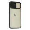 Mey İthalat®   iPhone 12 Kılıf Palm Buzlu Kamera Sürgülü Silikon - Siyah
