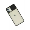Mey İthalat®   iPhone 12 Kılıf Palm Buzlu Kamera Sürgülü Silikon - Siyah