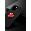 Mey İthalat®   iPhone 12 Kılıf Range Yüzüklü Silikon - Siyah-Kırmızı