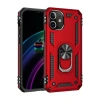 Mey İthalat®   iPhone 12 Kılıf Sofya Yüzüklü Silikon Kapak - Kırmızı