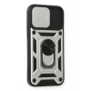 Mey İthalat®   iPhone 12 Mini Kılıf Pars Lens Yüzüklü Silikon - Gümüş