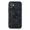 Mey İthalat®   iPhone 12 Mini Kılıf Pars Lens Yüzüklü Silikon - Lacivert