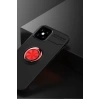 Mey İthalat®   iPhone 12 Mini Kılıf Range Yüzüklü Silikon - Siyah-Kırmızı