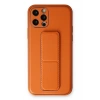 Mey İthalat®   iPhone 12 Pro Kılıf Coco Deri Standlı Kapak - Turuncu