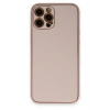 Mey İthalat®   iPhone 12 Pro Max Kılıf Coco Deri Silikon Kapak - Pudra