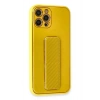 Mey İthalat®   iPhone 12 Pro Max Kılıf Coco Karbon Standlı Kapak - Sarı