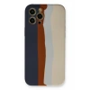 Mey İthalat®   iPhone 12 Pro Max Kılıf Ebruli Lansman Silikon - Lacivert-Krem