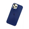 Mey İthalat®   iPhone 12 Pro Max Kılıf Karbon PP Silikon - Mavi