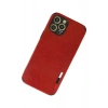 Mey İthalat®   iPhone 12 Pro Max Kılıf Loop Deri Silikon - Kırmızı