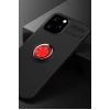 Mey İthalat®   iPhone 12 Pro Max Kılıf Range Yüzüklü Silikon - Siyah-Kırmızı