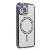 Mey İthalat®   iPhone 13 Kılıf Joke Simli Magneticsafe Kılıf - Derin Mor