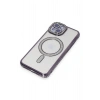 Mey İthalat®   iPhone 13 Kılıf Joke Simli Magneticsafe Kılıf - Derin Mor