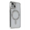 Mey İthalat®   iPhone 13 Kılıf Joke Simli Magneticsafe Kılıf - Gümüş