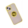 Mey İthalat®   iPhone 13 Kılıf Montreal Yüzüklü Silikon Kapak - Sarı