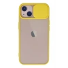 Mey İthalat®   iPhone 13 Kılıf Palm Buzlu Kamera Sürgülü Silikon - Sarı