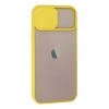 Mey İthalat®   iPhone 13 Kılıf Palm Buzlu Kamera Sürgülü Silikon - Sarı