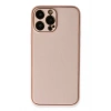 Mey İthalat®   iPhone 13 Pro Kılıf Coco Deri Silikon Kapak - Pembe