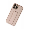 Mey İthalat®   iPhone 13 Pro Kılıf Coco Deri Standlı Kapak - Pembe