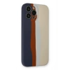 Mey İthalat®   iPhone 13 Pro Kılıf Ebruli Lansman Silikon - Lacivert-Krem