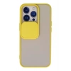 Mey İthalat®   iPhone 13 Pro Kılıf Palm Buzlu Kamera Sürgülü Silikon - Sarı