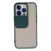 Mey İthalat®   iPhone 13 Pro Kılıf Palm Buzlu Kamera Sürgülü Silikon - Yeşil