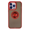 Mey İthalat®   iPhone 13 Pro Max Kılıf Montreal Yüzüklü Silikon Kapak - Kırmızı