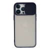 Mey İthalat®   iPhone 13 Pro Max Kılıf Palm Buzlu Kamera Sürgülü Silikon - Lacivert